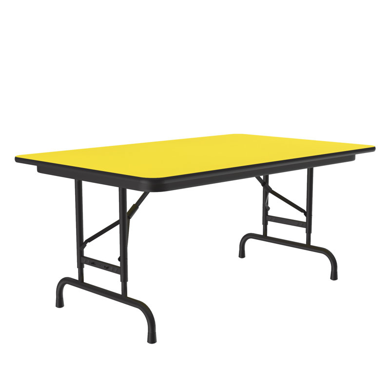 Table pliante rectangulaire réglable, H 32 po x L 60 po x P 30 po, Jaune