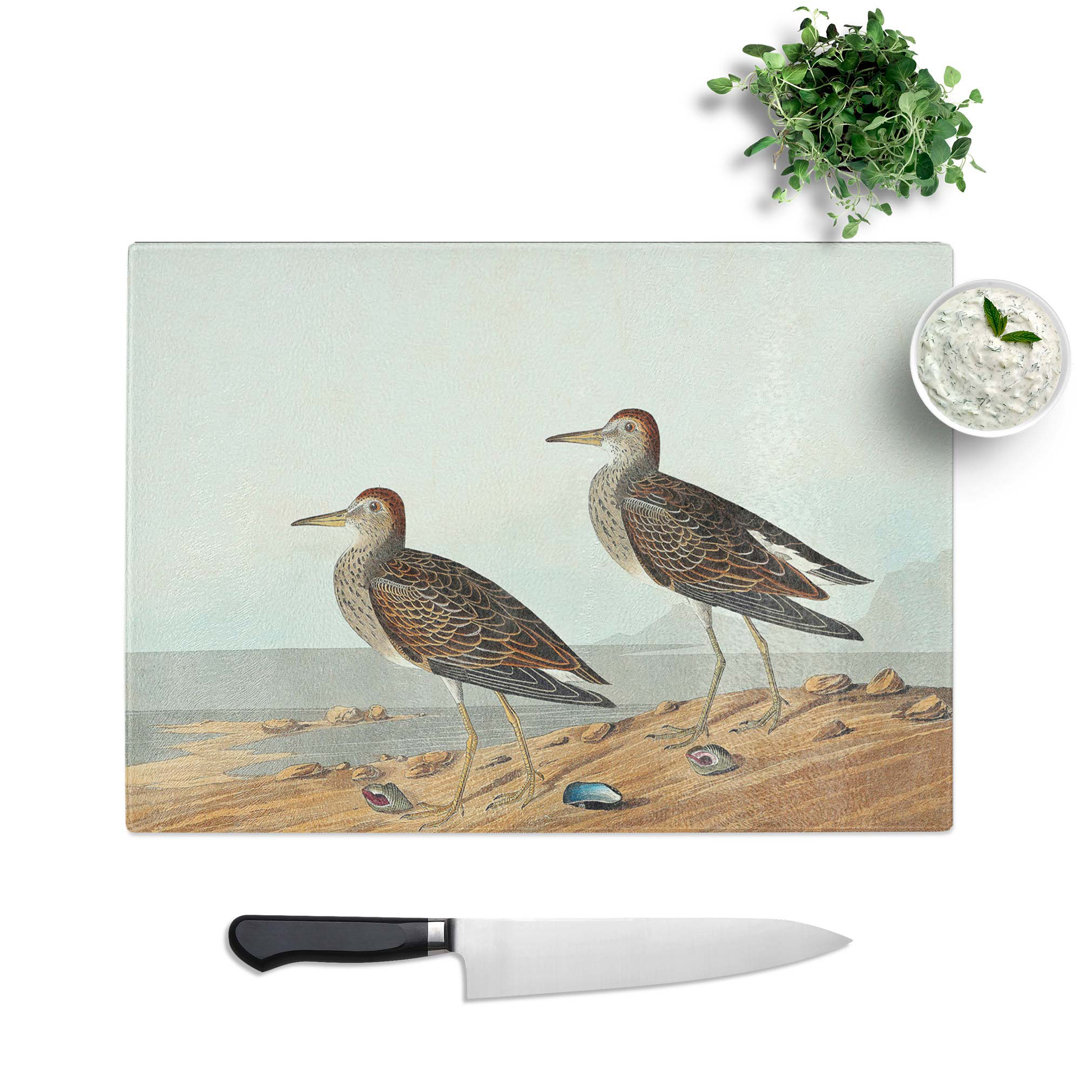 Tempered Glass Pectoral Sandpipers by John James Audubon Chopping Board