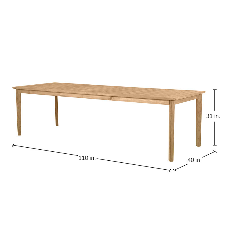 Woodlawn Teak Dining Table, Natural Teak, 40" W x 110" L x 31" H