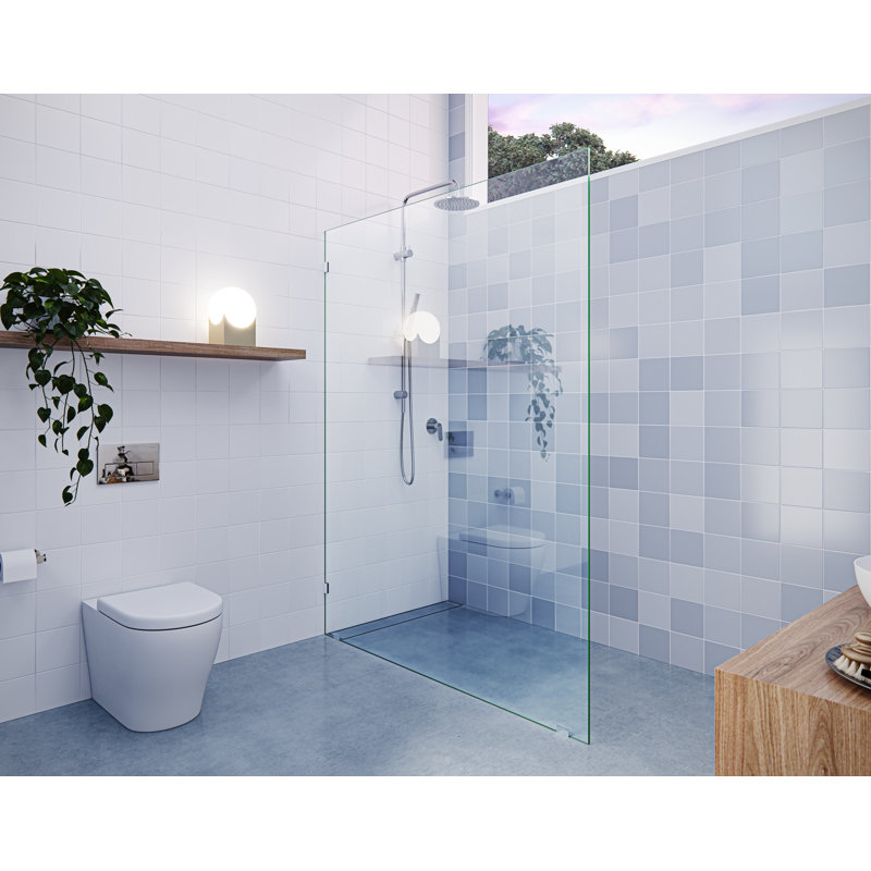 Vela 55 in. x 78 in. Fully Frameless Single Fixed Shower Panel, Polished Chrome