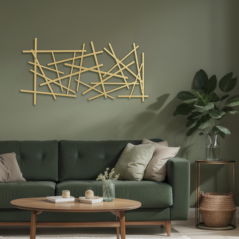 Décoration murale en métal, Or, H 12 po x l 24 po x P 0,05 po