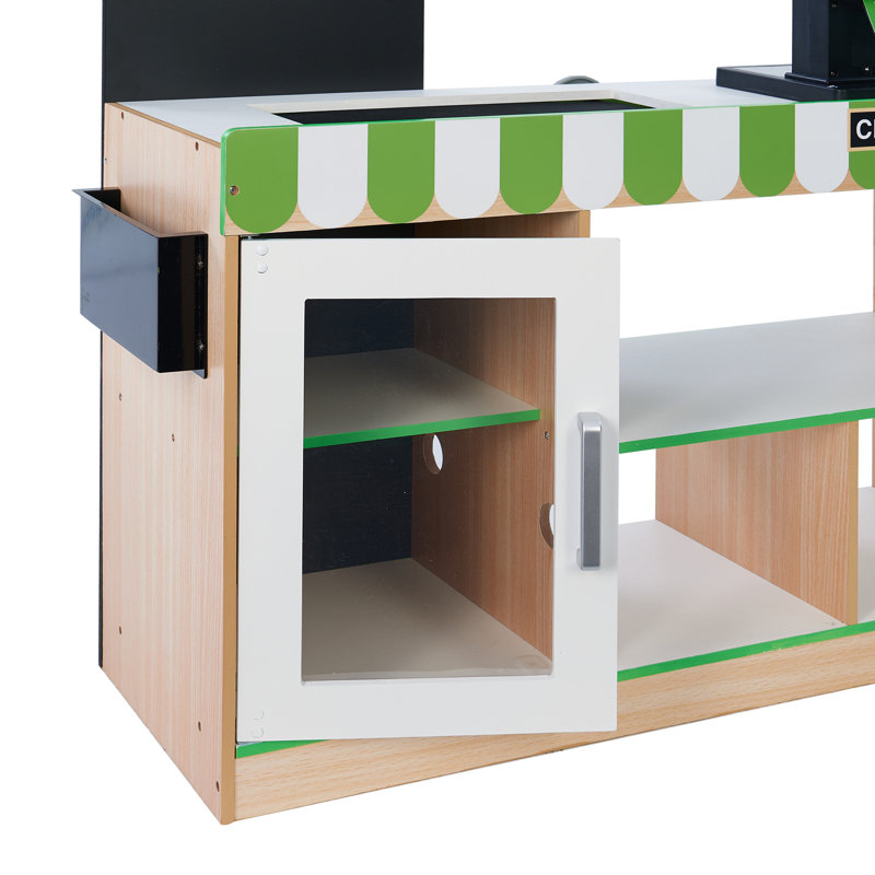 Teamson Kids Cashier Austin Checkout Counter Stand, Green/White/Natural