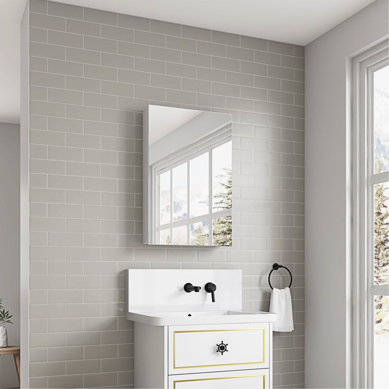 Boîte de rangement pour miroir de salle de bain 20 po x 30 po, blanche, porte en bois, murale, encastrée ou en surface, support de rangement pour médicaments Heartburn, blanc, 20 po x 30 po, bois d'ingénierie, apprêt