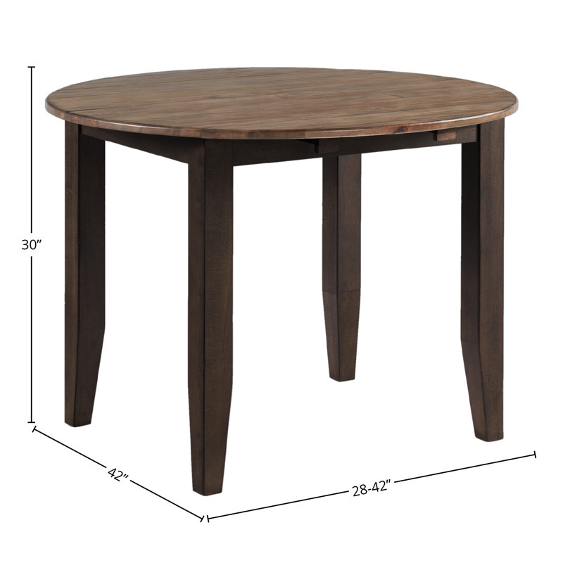 Boise Boise 42" Wide Round Drop Leaf Table, Black & Walnut