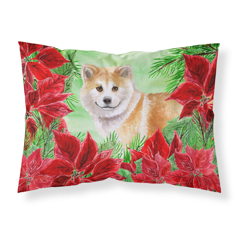 Taie d’oreiller poinsettas, Shiba Inu
