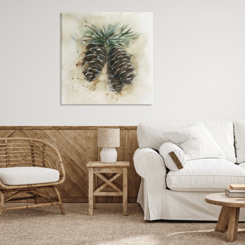 «Rustic Forest Pinecone», art mural sur toile par Ethan Harper, H 36 po x l 36 po