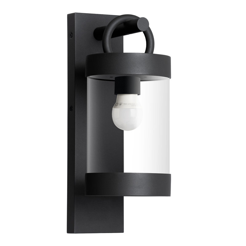 Emari Wall Light Outdoor Lantern with Dusk to Dawn Sensor E26 Bulb (Not Include) Wall Mount Hang Lamp, Black
