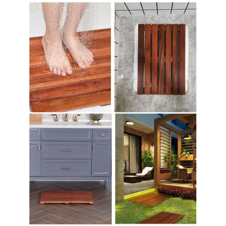  Shower Platform for Camping, Teak Bath Mats for