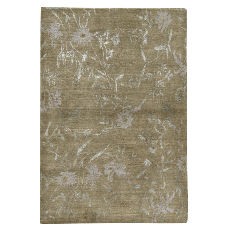 Tapis paille et sauge de haute qualité noué à la main