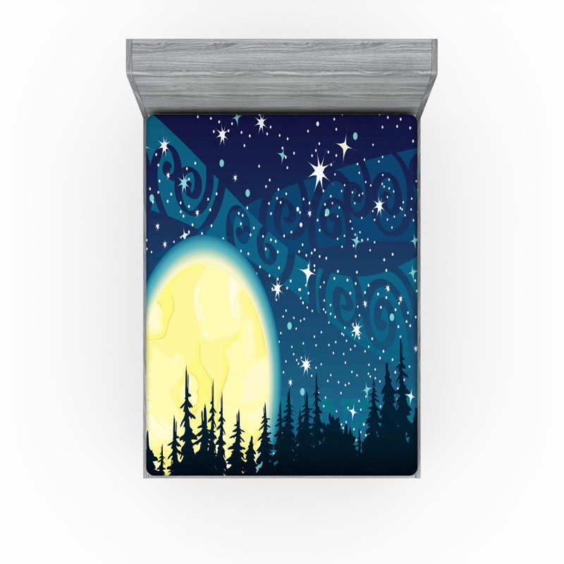 Ensemble de 2 draps-housse Ambesonne Starry Night, Drap-housse très grand californien