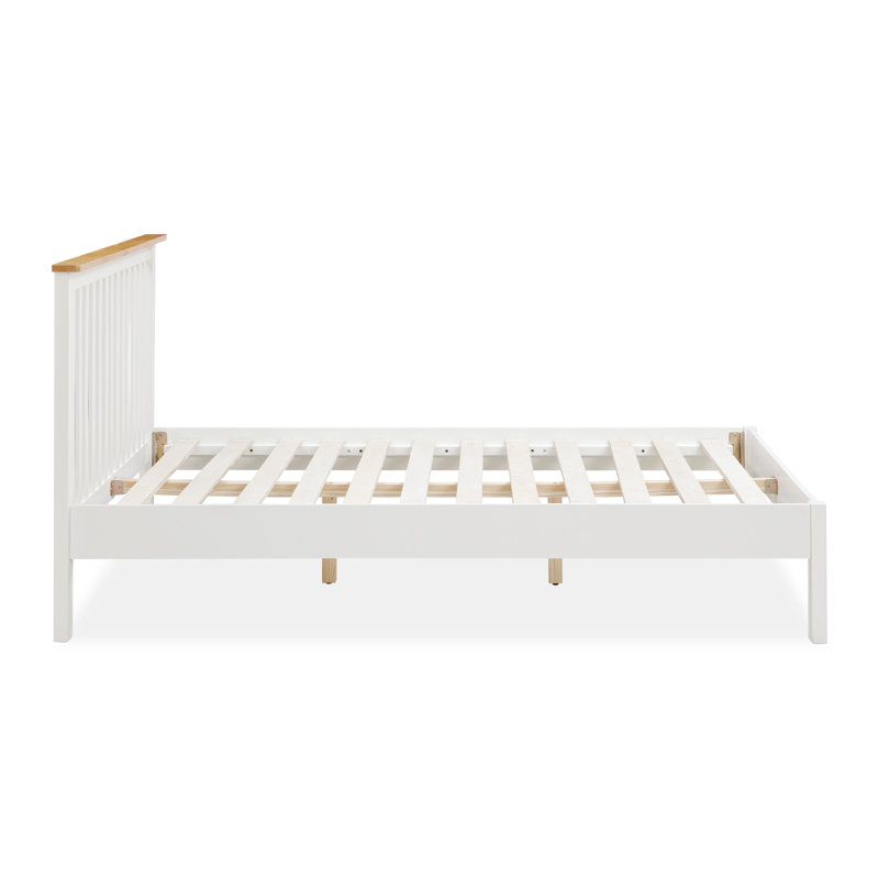 Darwin Solid Wood Bed, White/Brown, Kingsize (5')