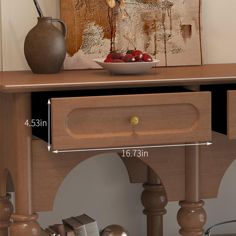 Console rétro en bois massif multifonctionnel, H 31,5 po x l 59,06 po x P 13,78 po, Noir, noir, noir, noir