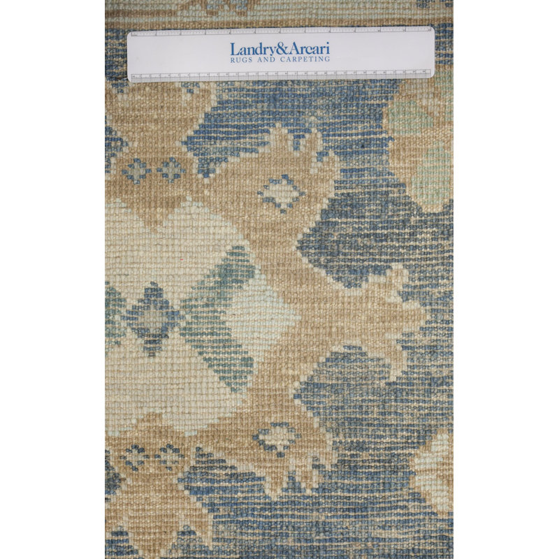 Oushak Rugs One-of-a-Kind Rectangle 10'4" X 13'8" New Age Wool Area Rug Blue