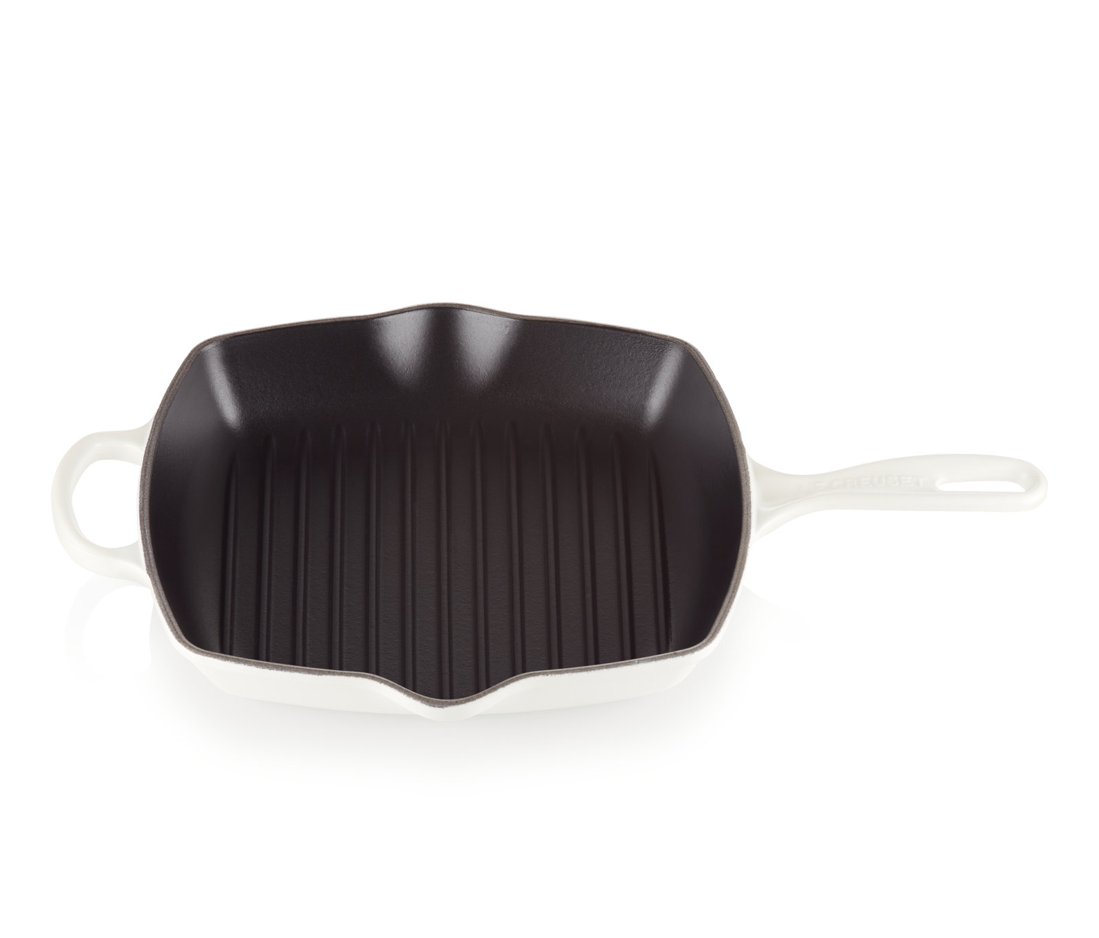 Le Creuset Signature 10" Skillet Grill, White