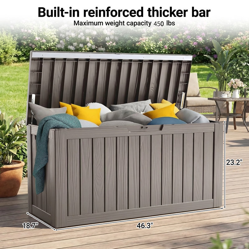 80-Gallon Lockable Resin Deck Box – Waterproof Outdoor Storage for Patio & Garden, Gray