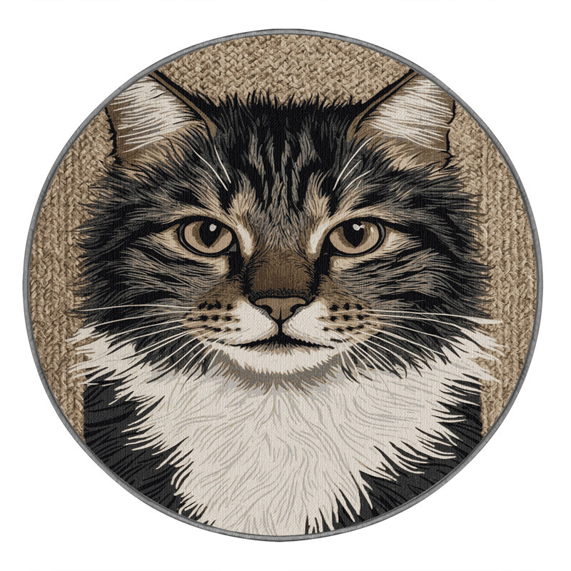 Washable American Wirehair Cats Area Rug, Round 5'