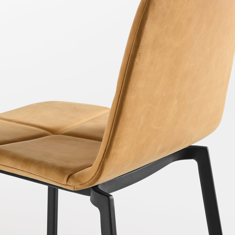 Tabouret entre nous, Noir, Tabouret de bar (siège d'une hauteur de 31 po), Cuir véritable chameau