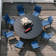 8 Person Patio Dining Set with 53" Round Metal Dining Table and 8 Stackable Textilene Chairs