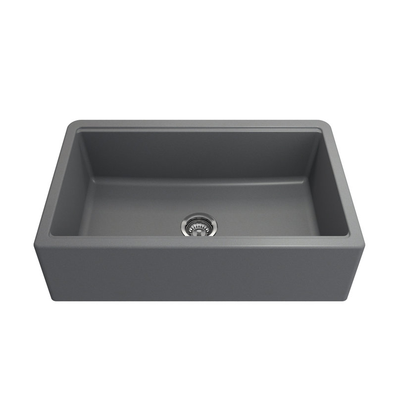 Arona 33'' L Single Basin Kitchen Sink, Concrete Gray