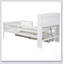 Lit plateforme simple en bois avec éclairage à DEL intégré, tête de lit multifonctionnelle et tiroirs de rangement pour les chambres modernes-129448354