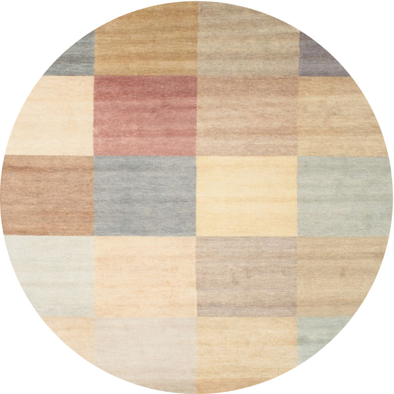 Tapis gris/rouge/bleu zone contemporaine, Rond 4 pi