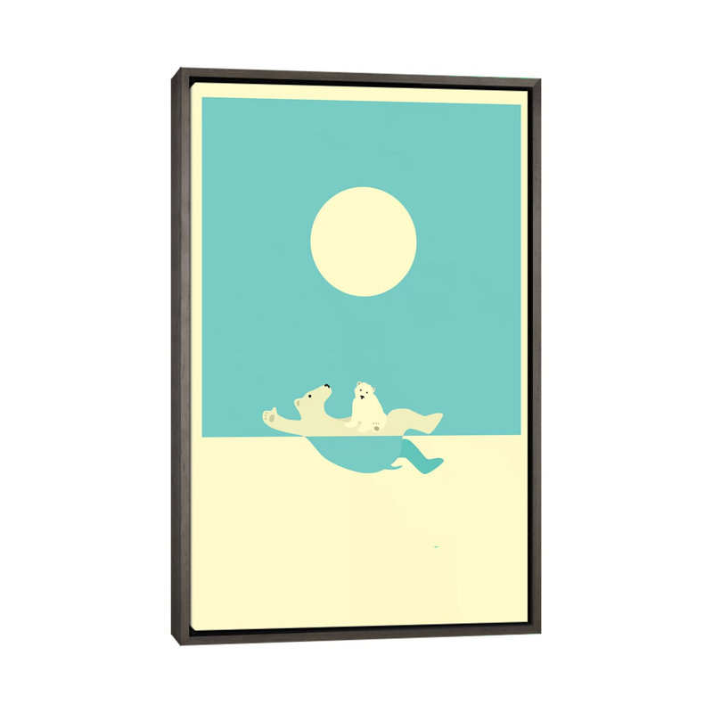 Art encadré, cours de natation II, H 60 po x l 40po x P 1,5 po, Toile avec cadre gris foncé rustique