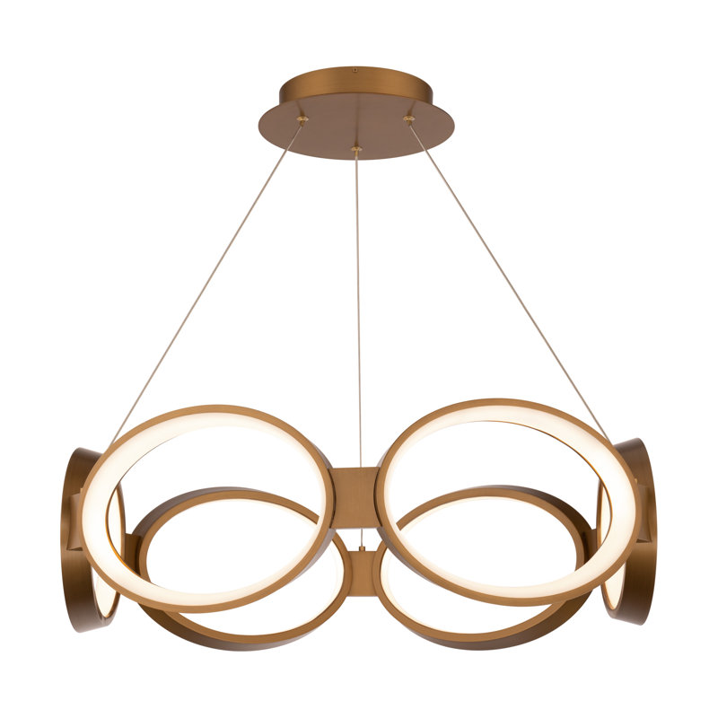 Saltaire Dimmable LED Geometric Chandelier, Aged Brass