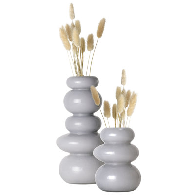  Cooprider Coastal Stacked Rock Glass Decorative Vase Set - Gray