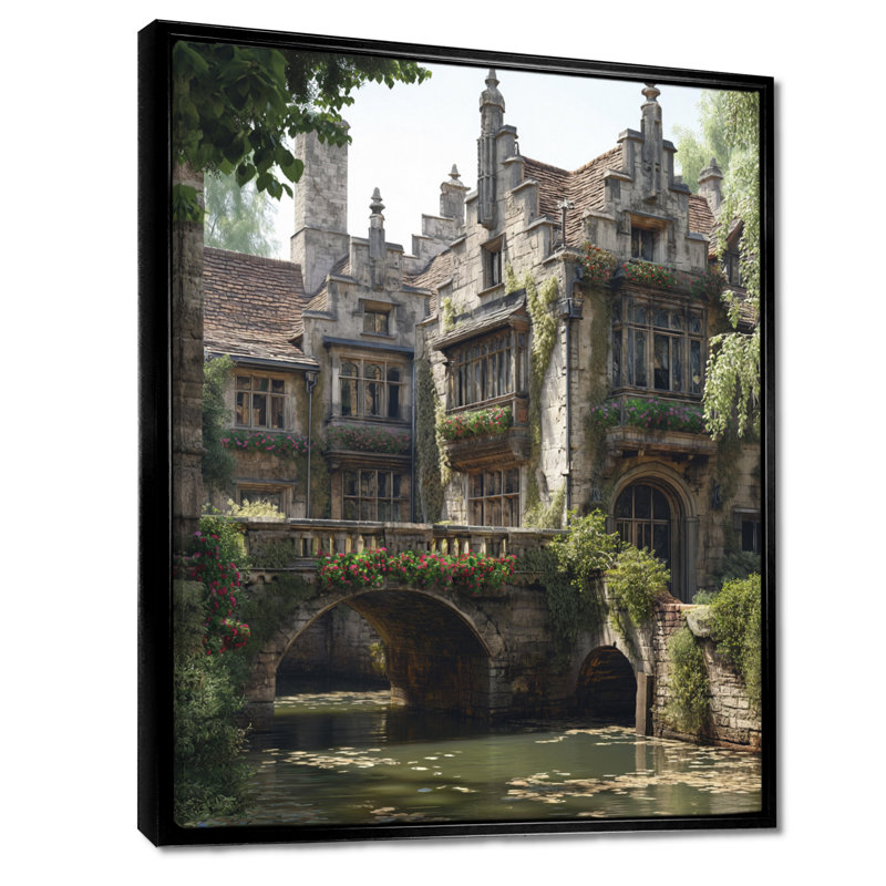 Noisettier - Châteaux, art mural, Cadre flottant noir, H 20 po x l 12 po