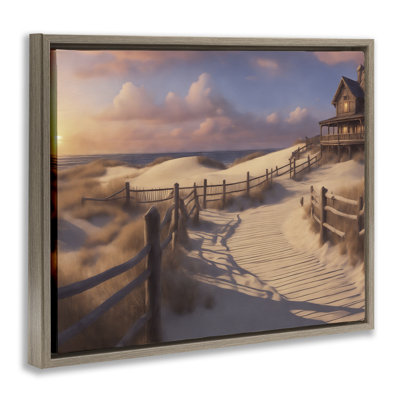 Hampton Dunes Landscape Gold Framed Floater Canvas Wall Art by Noah Bay