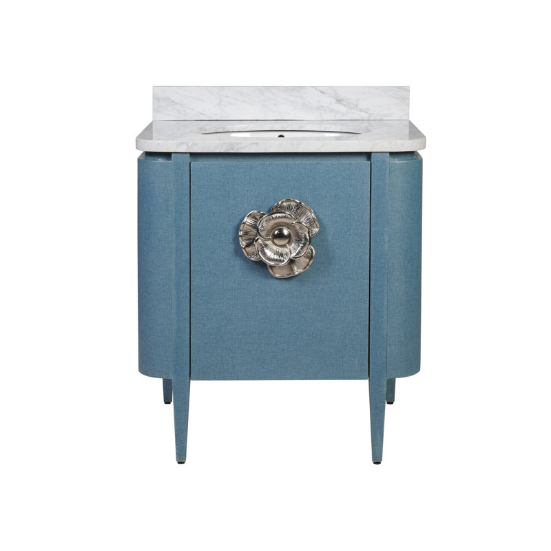 Briallen 30" Freestanding Standard Single Bathroom Vanity with Top, Polished Nickel, Lacquered Blue