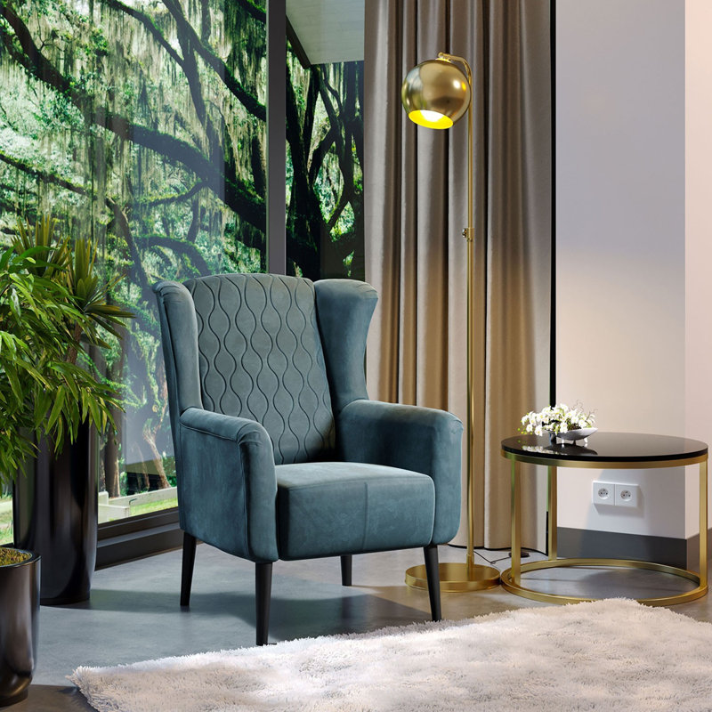 Smelley Upholstered Armchair, Navy Blue