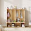Casier de vestiaire de classe à 4 sections avec 4 casiers, organisateur de rangement pour casiers de garderie avec 8 crochets pour la maison, l'école et la maternelle-124006803