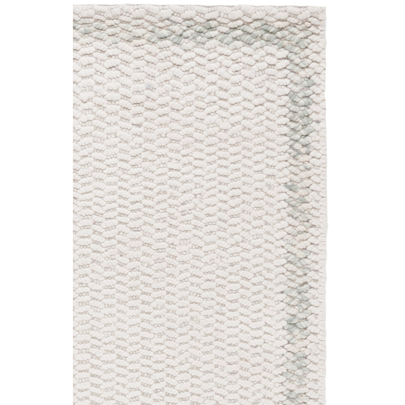 Tapis en laine / coton tissé à la main de couleur ivoire / sauge Bruna, Rectangle 5 pi x 8 pi