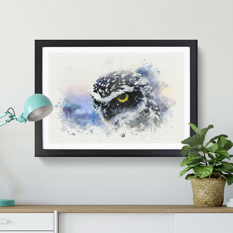 Owl in Nepal in Abstract - Picture Frame Graphic Art Print, 36cm H x 48cm W x 2cm D, Black Framed
