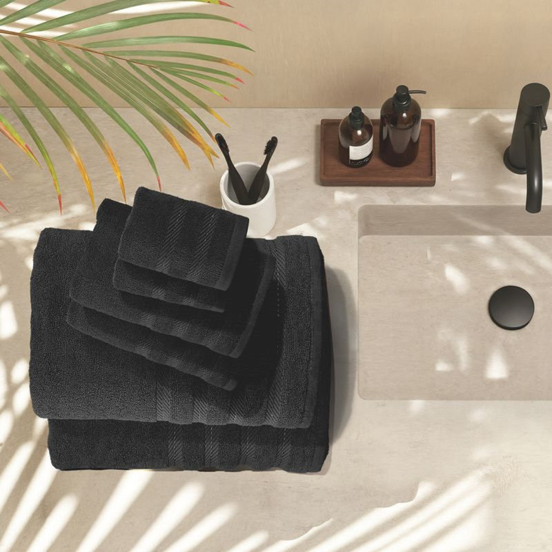  Ensemble de serviettes de bain 100% coton peigné 6 pièces - Serviettes de bain ultra douces et très absorbantes, Noir