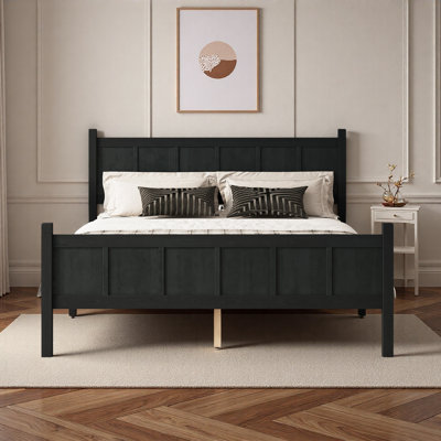 Lit plateforme moderne avec tête de lit et pieds robustes