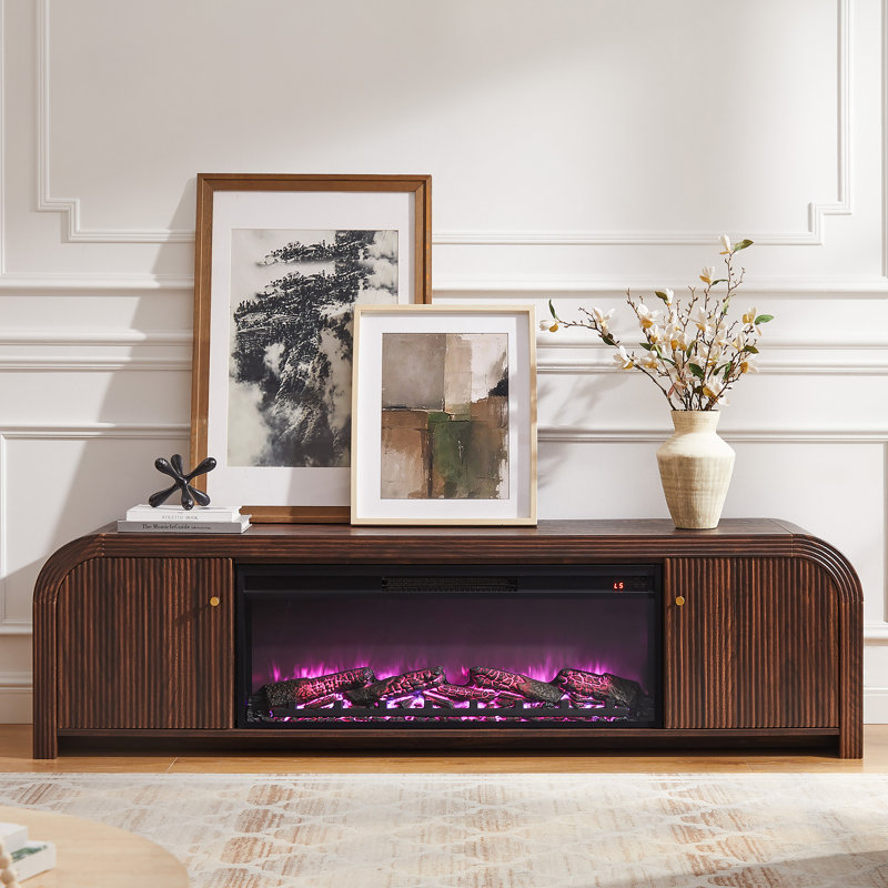 TV Stand Fireplace for TVs up to 78" Fireplace, Dark Walnut