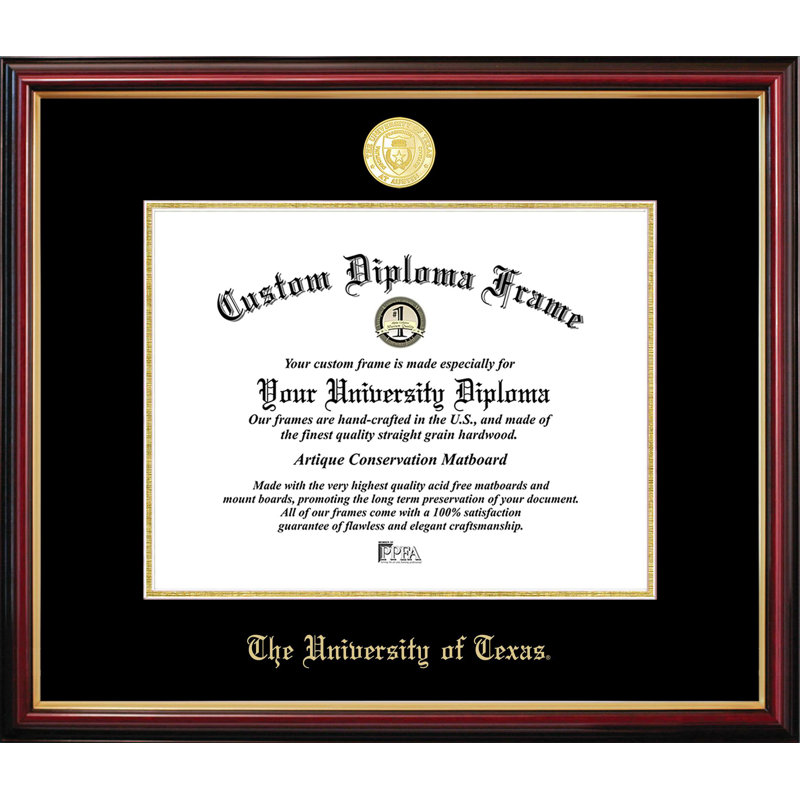 Cadre de petit diplôme UT, Austin Petite, NCAA Texas, L 14 po x H 11 po