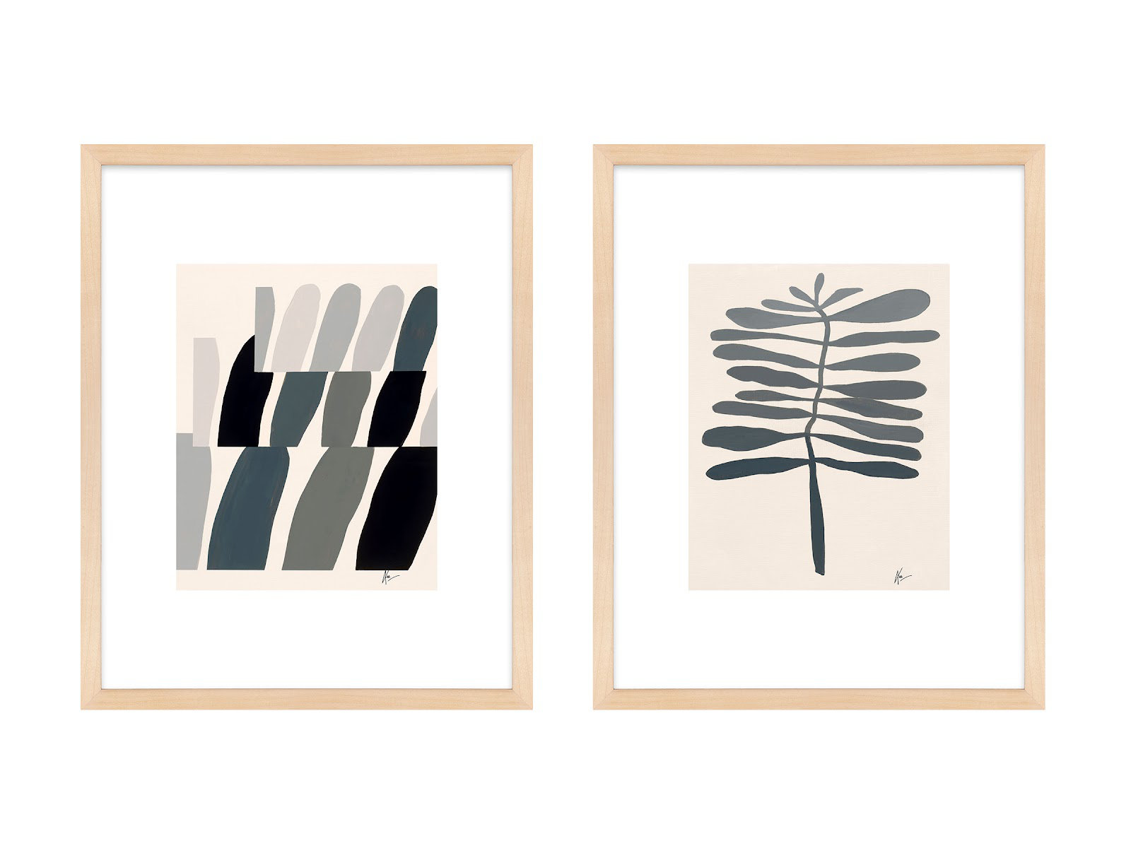 Flora 1&2 by Lee Lessem, Brown Framed, 30" H x 48" W x 1.25" D