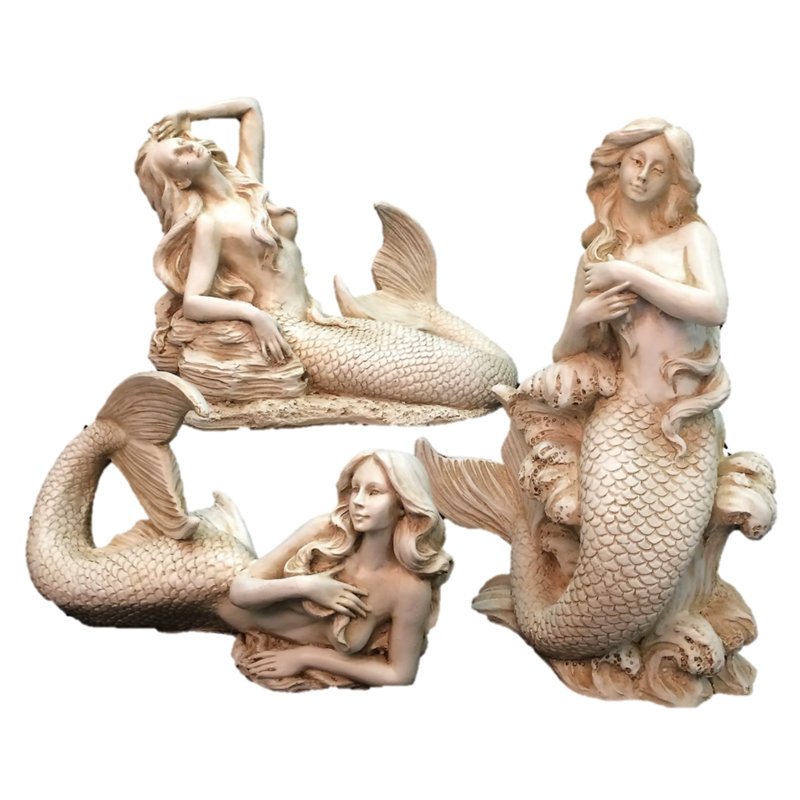 Statue 3 pièces Life's a Beach Mermaid, Blanc antique