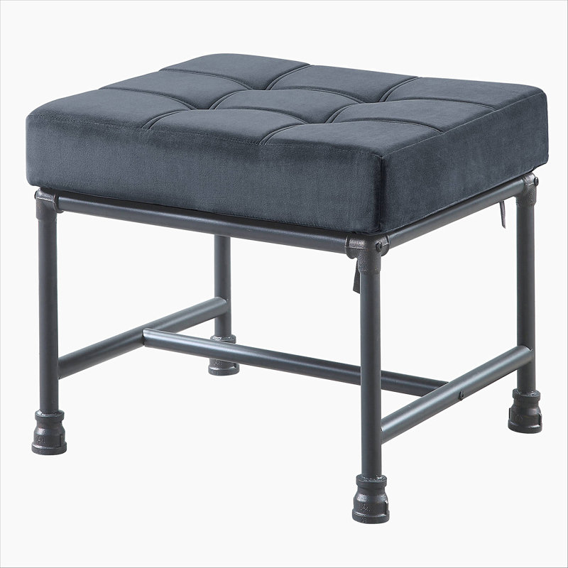 Rectangle Tufted Upholstered Fabric+Metal Ottoman
