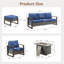 Ensemble de foyer d'extérieur moderne en rotin 6 pièces avec canapé, fauteuils et repose-pieds-2011741322-2011741323