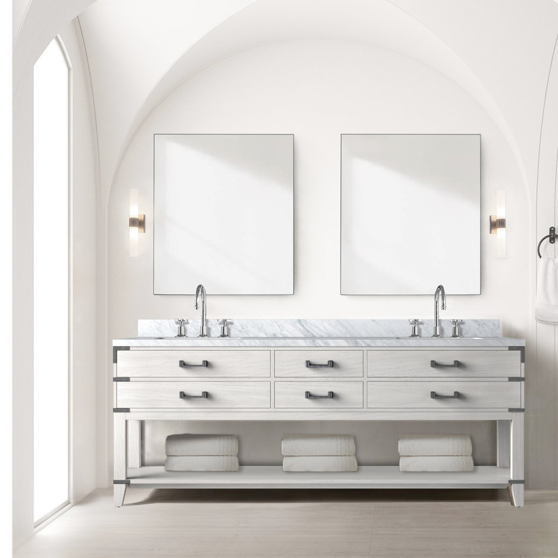 84 po Meuble-lavabo double X 22 en chêne blanc