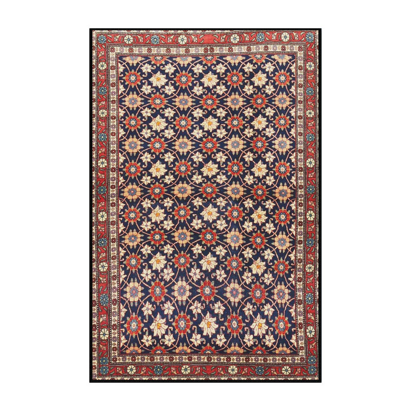Tapis floral rouge / beige / bleu, Rectangle 5 pi x 7 pi