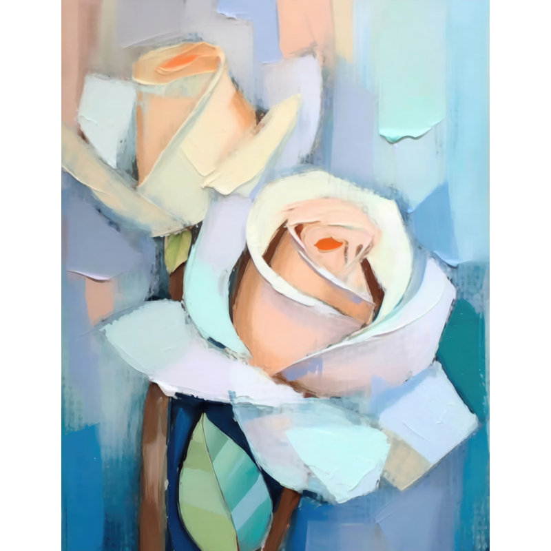 "Roses" sur toile, H 18 po x l 15 po