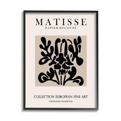 Abstrait, contemporain, motif floral noir, typographie matisse