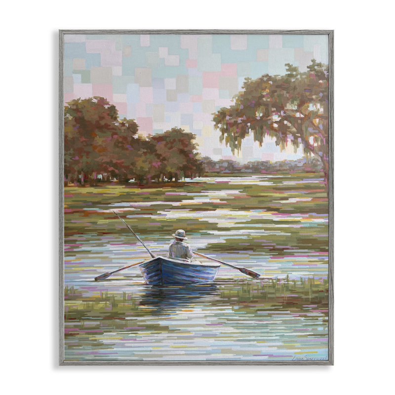 «Quiet Time on the River», art de la giclée encadrée, design par Linda Sperruche, Estampe numérique Farmhouse, 20" H x 16" W