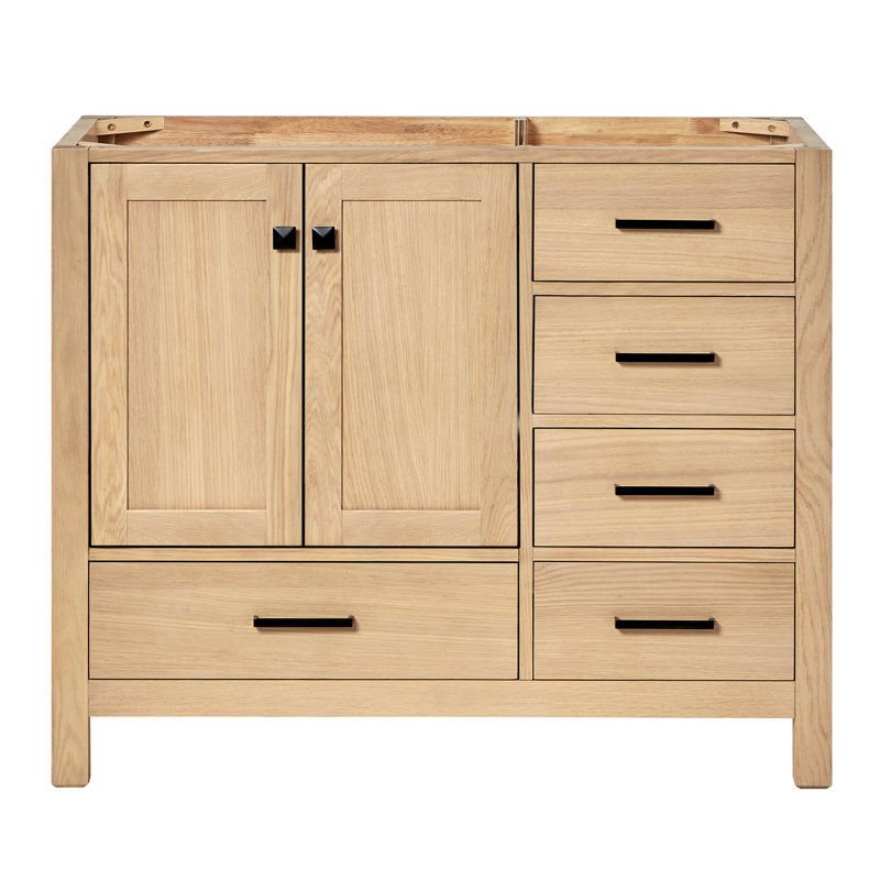 Cambridge 42'' W Single Bathroom Vanity Base, Oak, Matte Black