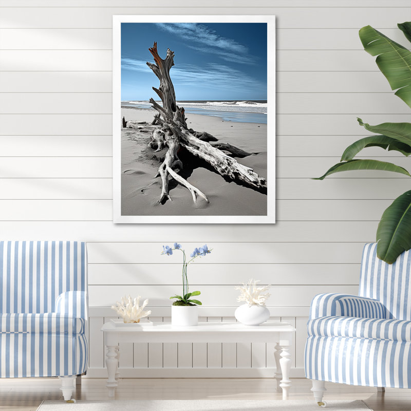 Plage flottante photo II, H 32 po x l 24 po x P 1 po, Cadre photo blanc